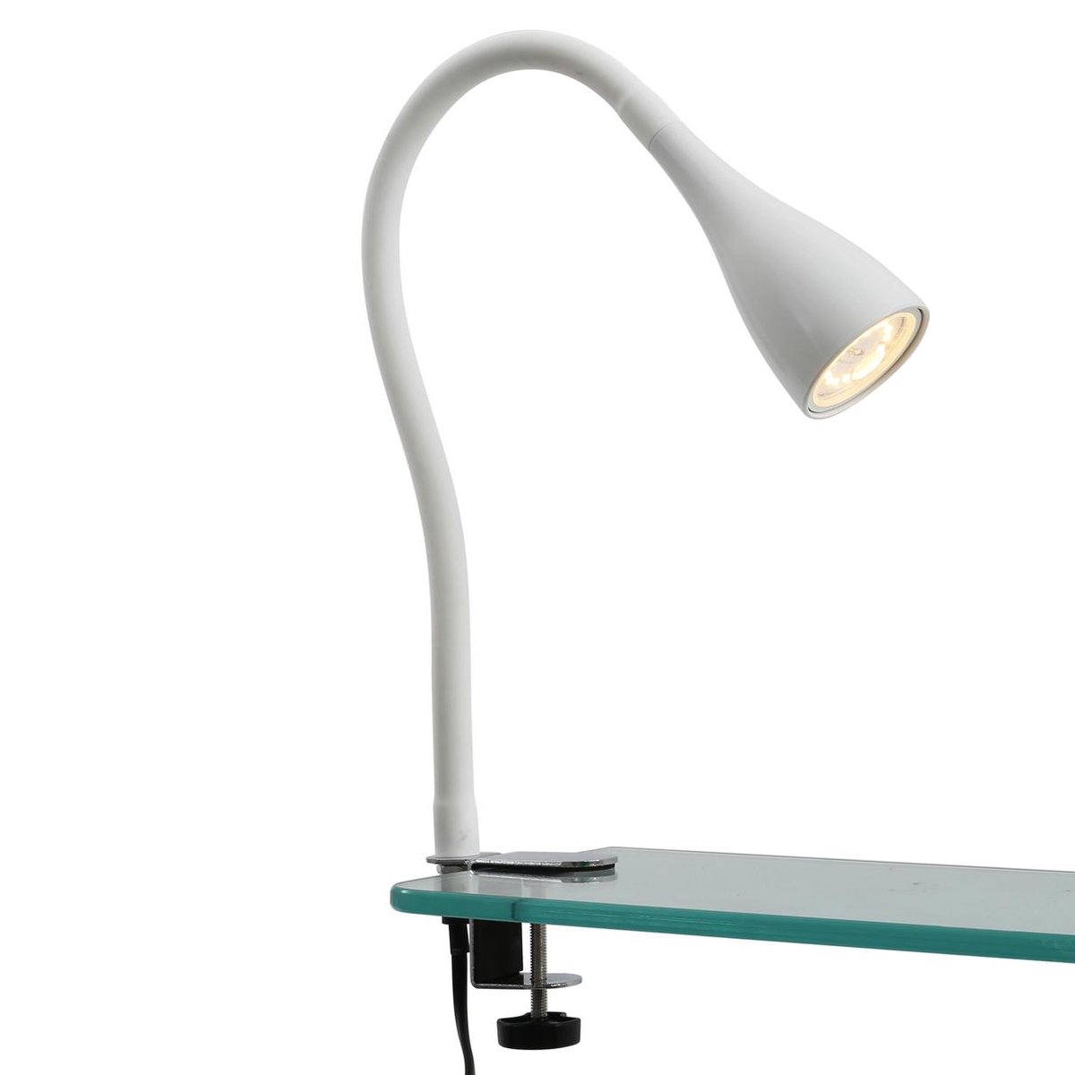 B.K.Licht - Klemlamp Ingebouwde dimmer - wit - led - aan/uit schakelaar - bureaulamp - tafellamp - met GU10 - 3.000K - 400Lm - 5W