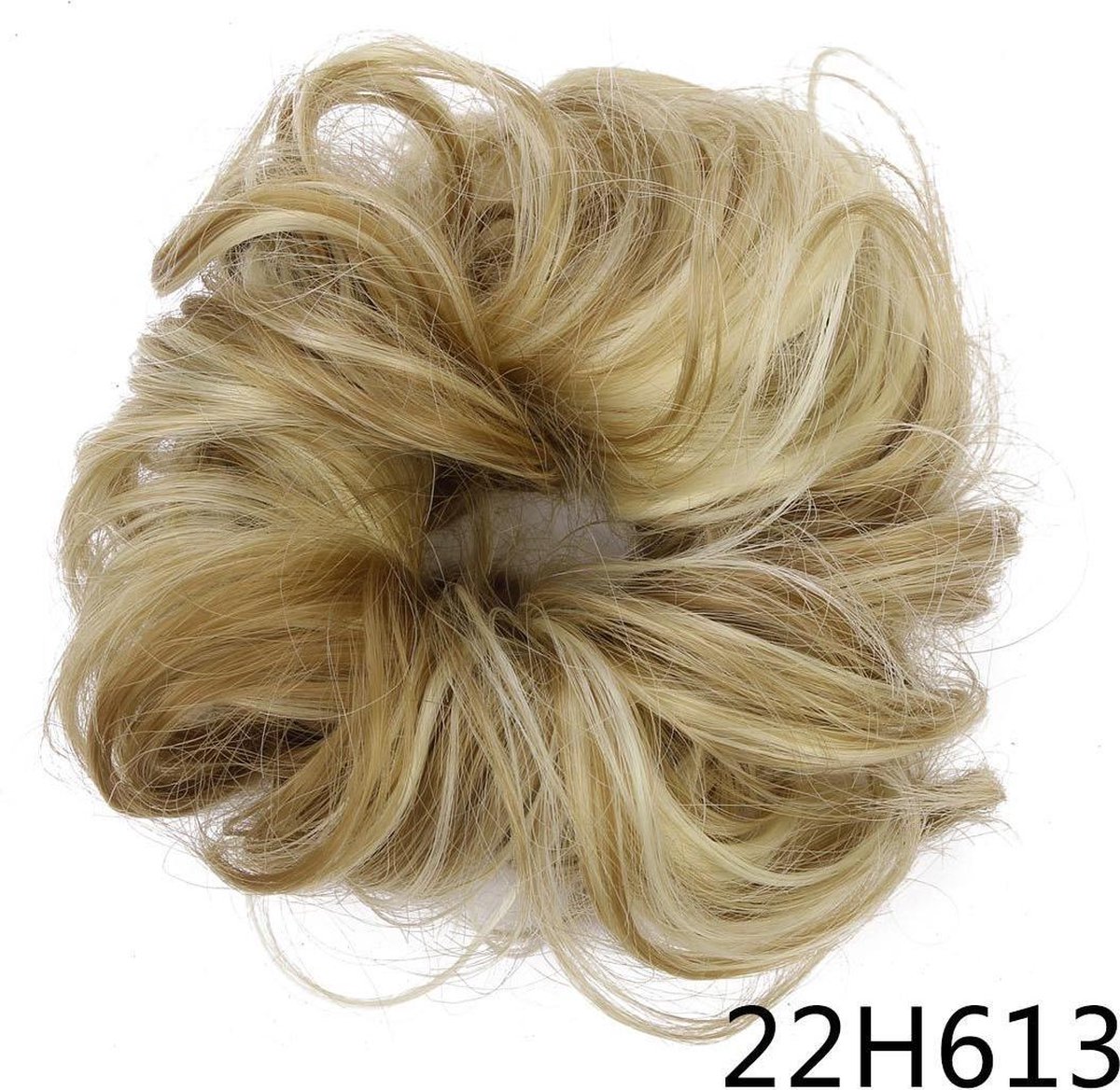 Messy hair bun scrunchie Medium blond met zeer licht blond highlight #22H613 - Merkloos