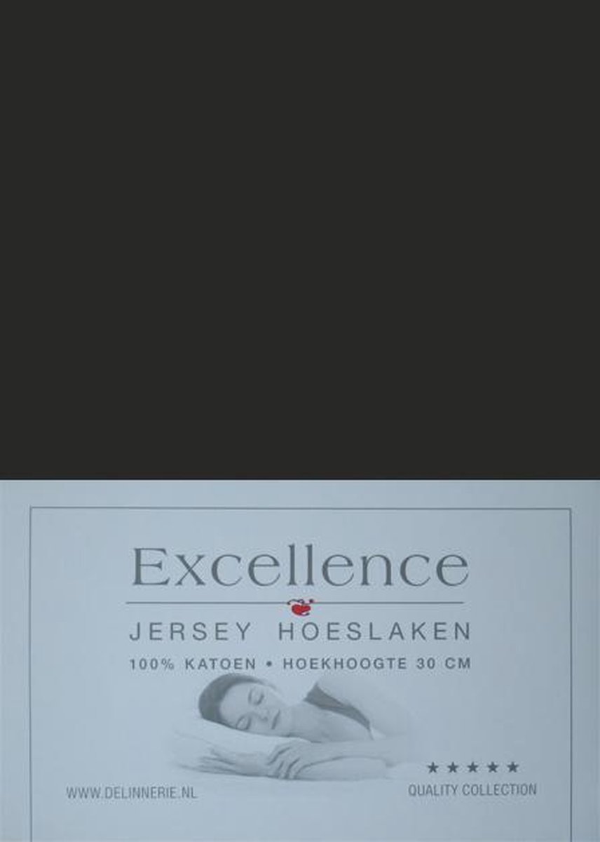Excellence Jersey Hoeslaken - Eenpersoons - 80/90x200/210 cm - Black