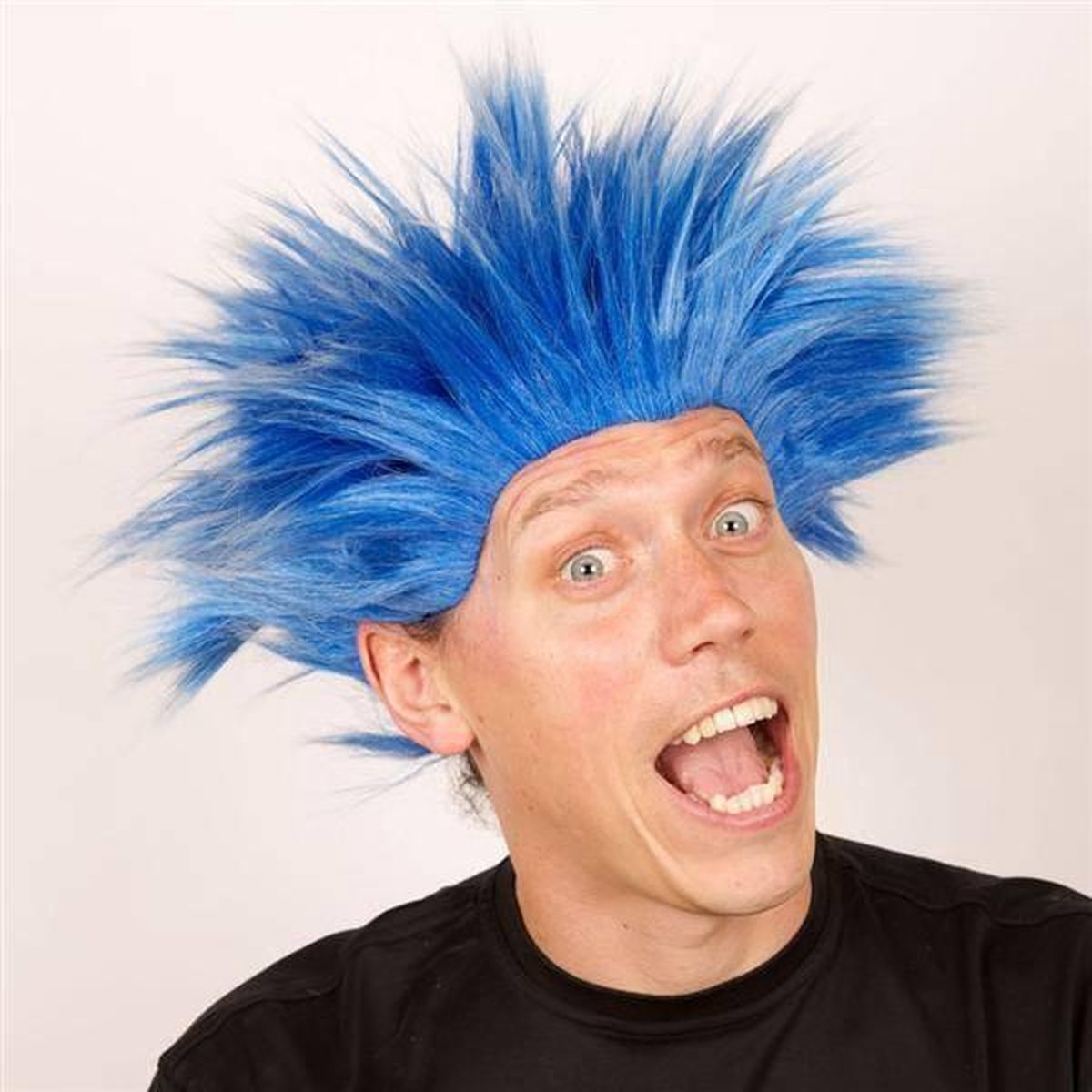 Pruik Electric Shock Blauw - Blauwe stekel pruik