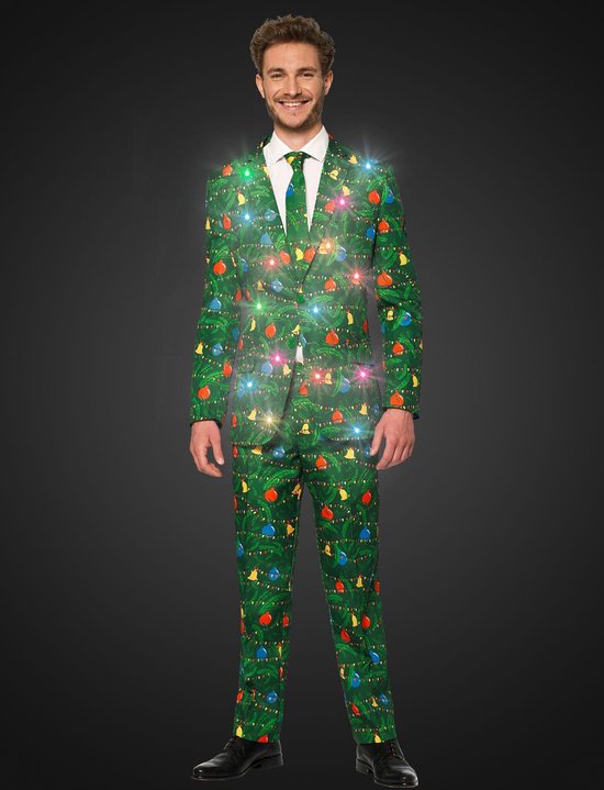 Suitmeister Christmas Green - Mannen Kostuum - Kerst - Lichtjes - Groen -  Maat S | bol.com