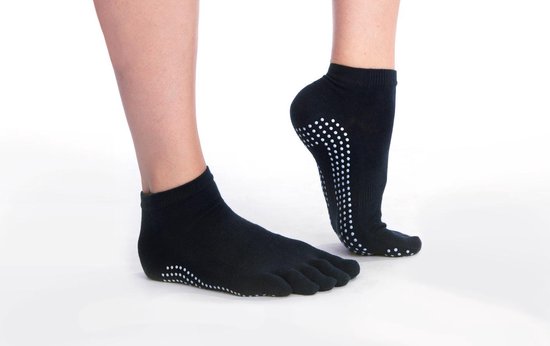 Zwarte antislip sokken 'Toes' - voor Yoga, Pilates @ Piloxing - meerdere  kleuren... | bol.com