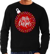 Foute Kersttrui / sweater - grote kerstbal - Merry Christmas - zwart voor heren - kerstkleding / kerst outfit 2XL (56)