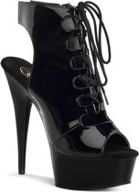 EU 40 = US 10 | DELIGHT-600-20 | 6 Heel, 1 3/4 PF Open Toe/Back Front Lace Up Ankle Bootie