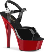 Pleaser Sandaal met enkelband -38 Shoes- KISS-209 US 8 Zwart/Rood