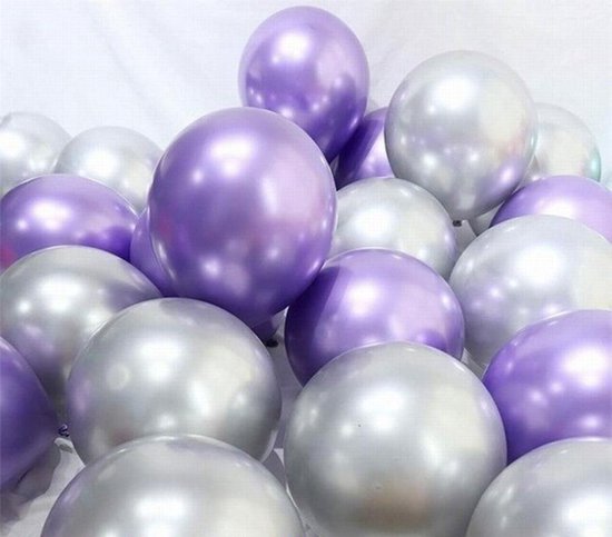 Luxe Chrome Ballonnen Paars Zilver 10 Stuks - Helium Ballonnenset Metallic Feestje Verjaardag Party