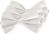 3x Witte verkleed vlinderstrikjes 12 cm voor dames/heren - Wit thema verkleedaccessoires/feestartikelen - Vlinderstrikken/vlinderdassen met elastieken sluiting