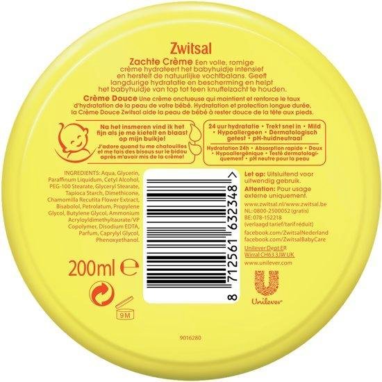 Zwitsal Baby Zacht Crème Pot - 4 x 200 ml Voordeelverpakking van Merkloos — afbeelding 2
