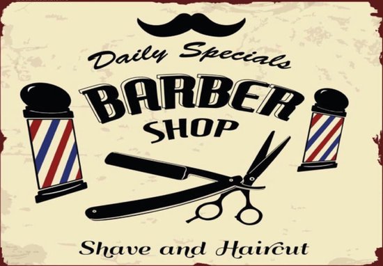 Plaque murale - Barber Shop - Spéciaux du Daily Rasage et coupe de cheveux
