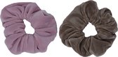 Jessidress Grote Scrunchies van Velours Elastieken van sterke kwaliteit - Roze/Bruin