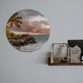 Schilderij wandcirkel  | Palmbomen Strand | 60 x 60 cm  | PosterGuru