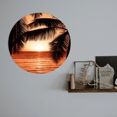 Schilderij wandcirkel  | Palmbomen Zonsondergang | 50 x 50 cm | PosterGuru