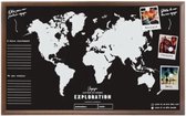 Memobord Koloniale wereld - Zwart - MDF - Wandbord Wereldsteden - 78 x 1,5, x 48 cm