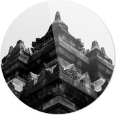Tempel | Close-up | Zwart-wit | Wanddecoratie | 100CM x 100CM | Schilderij | Foto op plexiglas