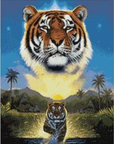 Wizardi Diamond Painting Kit Tiger of the Lake WD2411