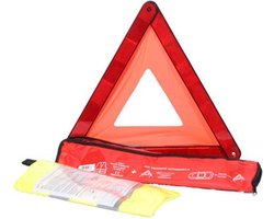 veiligheidsset voor in de auto (hesje, zeer stabiele veiligheids- driehoek in handige opbergtas)