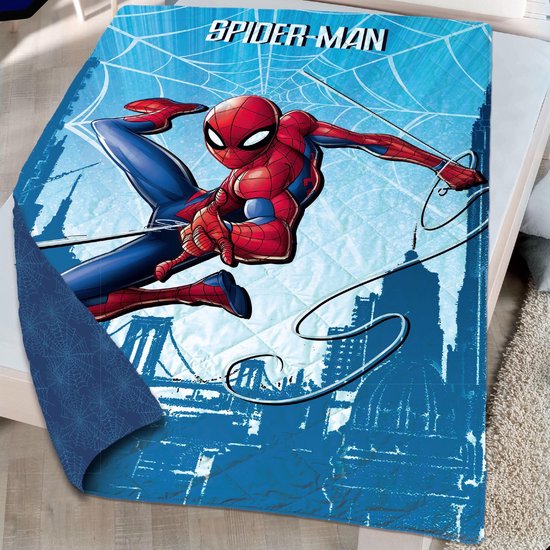SpiderMan Beddensprei - Eenpersoons - 140 x 200 cm - Blauw
