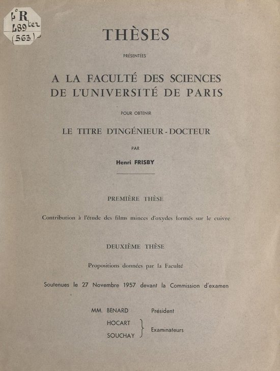 Contribution à l'étude des films minces d'oxydes formés s ... - cover