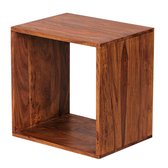 Bijzettafel - Salontafel - Kubus - Handgemaakt - Hout - Donkerbruin - 43.5x33x43.5 cm