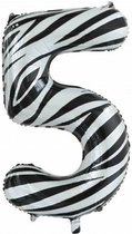 Wefiesta Folieballon Cijfer 5 Zebra 86 Cm Zwart/wit