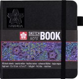 Sakura Schets/notitieboek 12 x 12 cm 80 pagina's zwart papier 140g