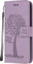 Uiltje boom paars agenda case hoesje Samsung Galaxy A51
