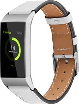 Fitbit Charge 3 & 4 - Wearablebandje - Leer bandje - Gesp - Wit