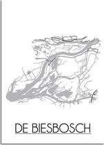 DesignClaud De Biesbosch Plattegrond poster A4 + Fotolijst zwart (21x29,7cm)