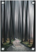 Tuinposter –Hoge Bomen die Vervagen– 100x150cm Foto op Tuinposter (wanddecoratie voor buiten en binnen)