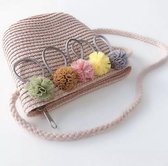 Prachtig tasje van stro voor meisjes rose | Rattan – Stro – Riet | Handgeweven – Natuurlijk materiaal | Pompoenen | Portemonnee – Tas – Tasje – Schoudertas – Handtas – Strandtas |