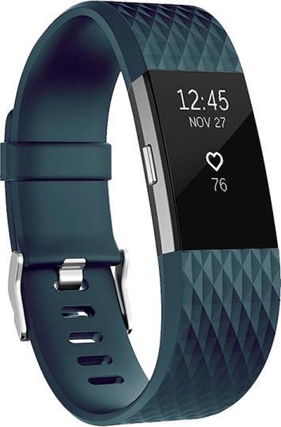 By Qubix - Fitbit Charge 2 bandje - siliconen sport - Small - Grijsblauw