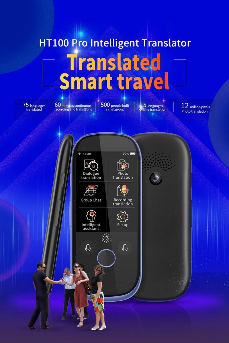 Afbeelding 2 van Voice Translator Met Camera En Touchscreen - Vertaalcomputer - vertaal apparaat, vertalen in 75 talen - Vakantie vertaler geschikt voor ruim 200 landen
