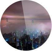 Schilderij - Hongkong China - Multicolor - 100 X 100 Cm Hongkong | China | Steden | Rond Plexiglas | Wanddecoratie | 100cm X 100cm | Schilderij | Foto Op Plexiglas