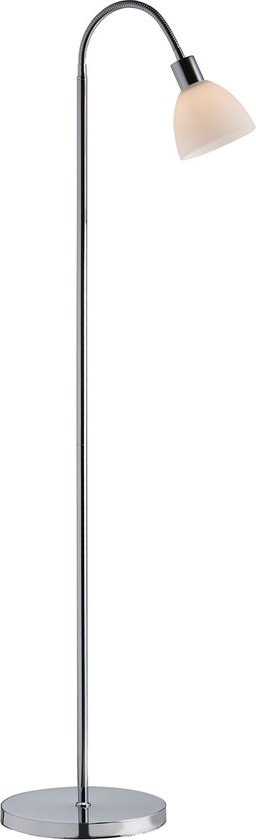 Nordlux Ray vloerlamp - 155 cm hoog - buigarm - E14 fitting - chroom met wit glas