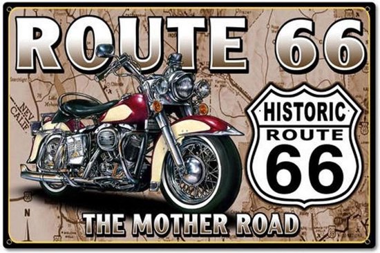 Route 66 Enseigne En Métal Calibre Lourd The Mother Road - 44 x 29 cm