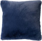 Dutch Decor ZAYA - Kussenhoes 45x45 cm - bontlook - effen kleur - Insignia Blue - donkerblauw - met rits