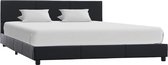 Bedframe Zwart Kunstleer (Incl LW Led klok) 160x200 cm - Bed frame met lattenbodem - Tweepersoonsbed