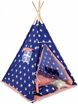 P&M - Tipi Speeltent - Met Grondkleed & Kussens - Tent voor kinderen - Blauw