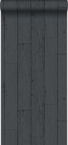 Papier peint Origin planches de bois patiné gris foncé - 347537