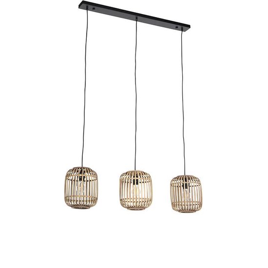 QAZQA manila - Lampe suspendue pour table à manger - 3 lampes - L 1000 mm - Beige
