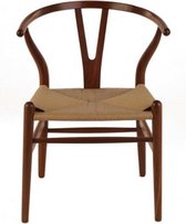 Wegner Y-stoel -  Design stoel  - Beukenhout - Walnoot - naturel zitting -  beige kleur- wishbone stoel