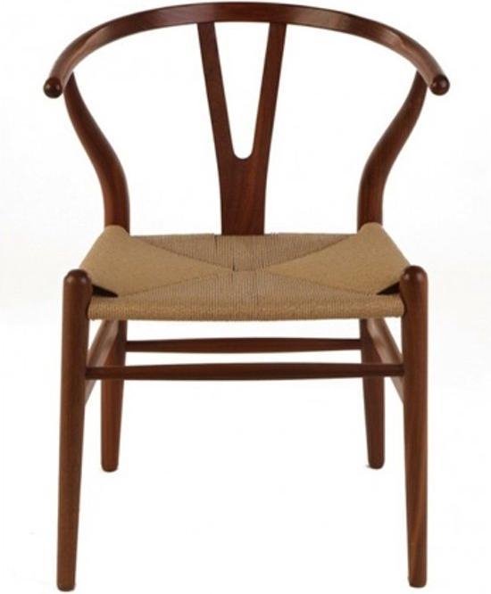 Wegner Y-stoel - Design stoel - Beukenhout - Walnoot - naturel zitting -  beige... | bol.com