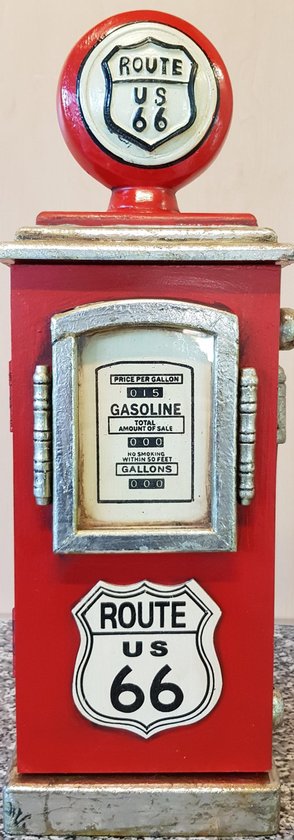 Sleutelkast benzinepomp Route 66 rood voor cafe bar kroeg man cave horeca showroom garage thuis