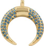 Hanger Hoorn Met Strass (18 x 3 mm) Goud (2 stuks)