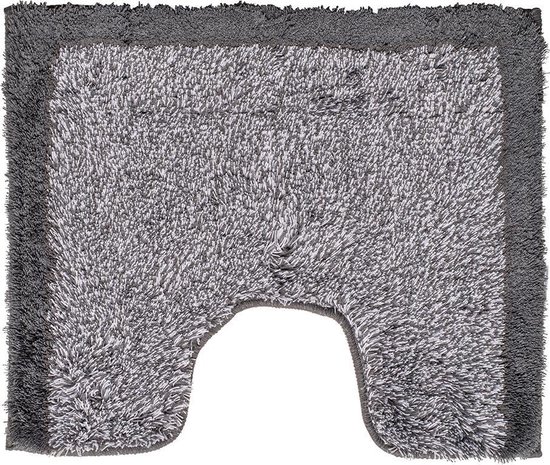 Toiletmat grijs met zwarte rand-Antislip onderkant-WC mat-met uitsparing