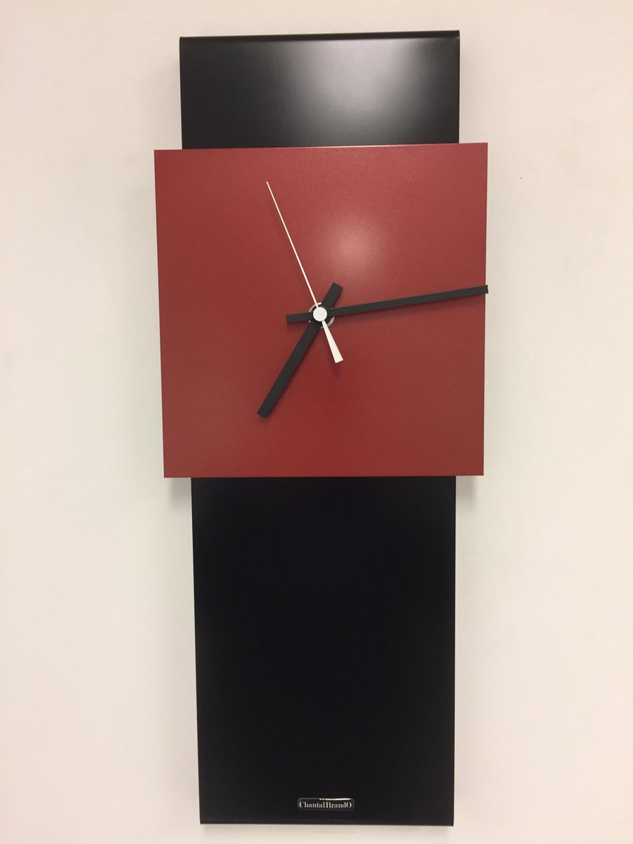 Wandklok LaBrand Export Design Black & RED Modern Dutch Design