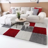 Hoogpolig vloerkleed shaggy Trend blokken - rood 200x290 cm