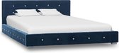 Bedframe Blauw Velvet (Incl LW Led klok) 160x200 cm - Bed frame met lattenbodem - Tweepersoonsbed Eenpersoonsbed