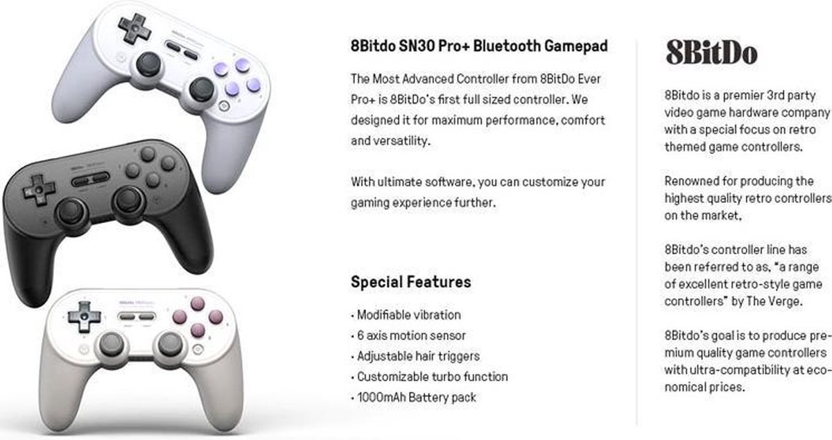 Bol Com 8bitdo Sn30 Pro Plus Draadloze Bluetooth Game Controller Joycon Caps Kaarthouder