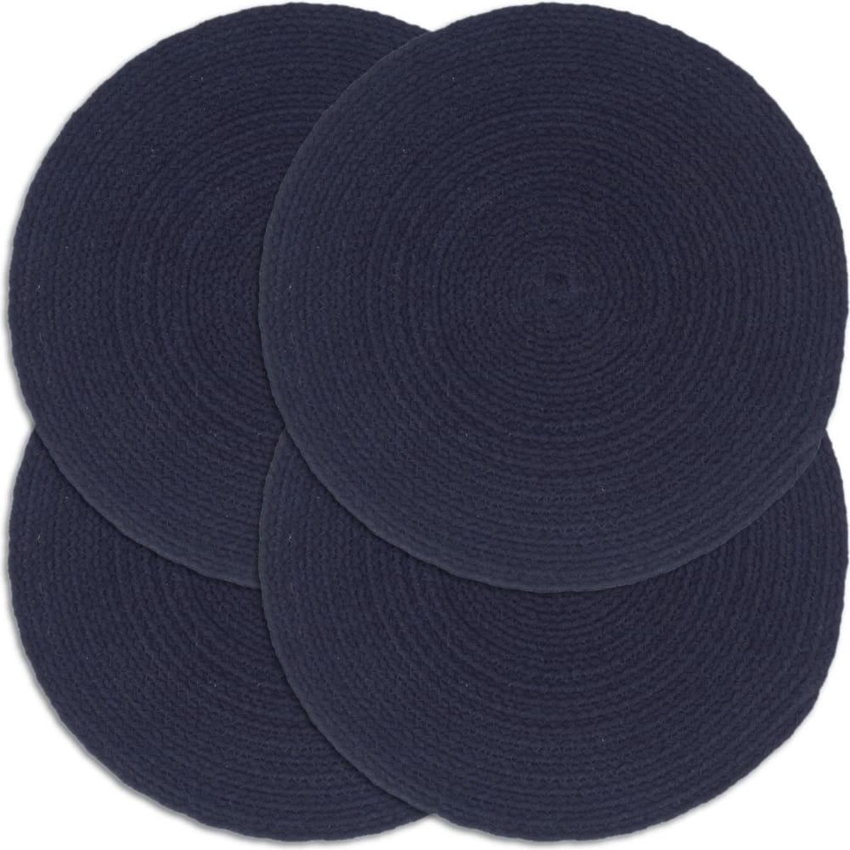 vidaXL - Placemats - 4 - st - rond - 38 - cm - katoen - effen - marineblauw